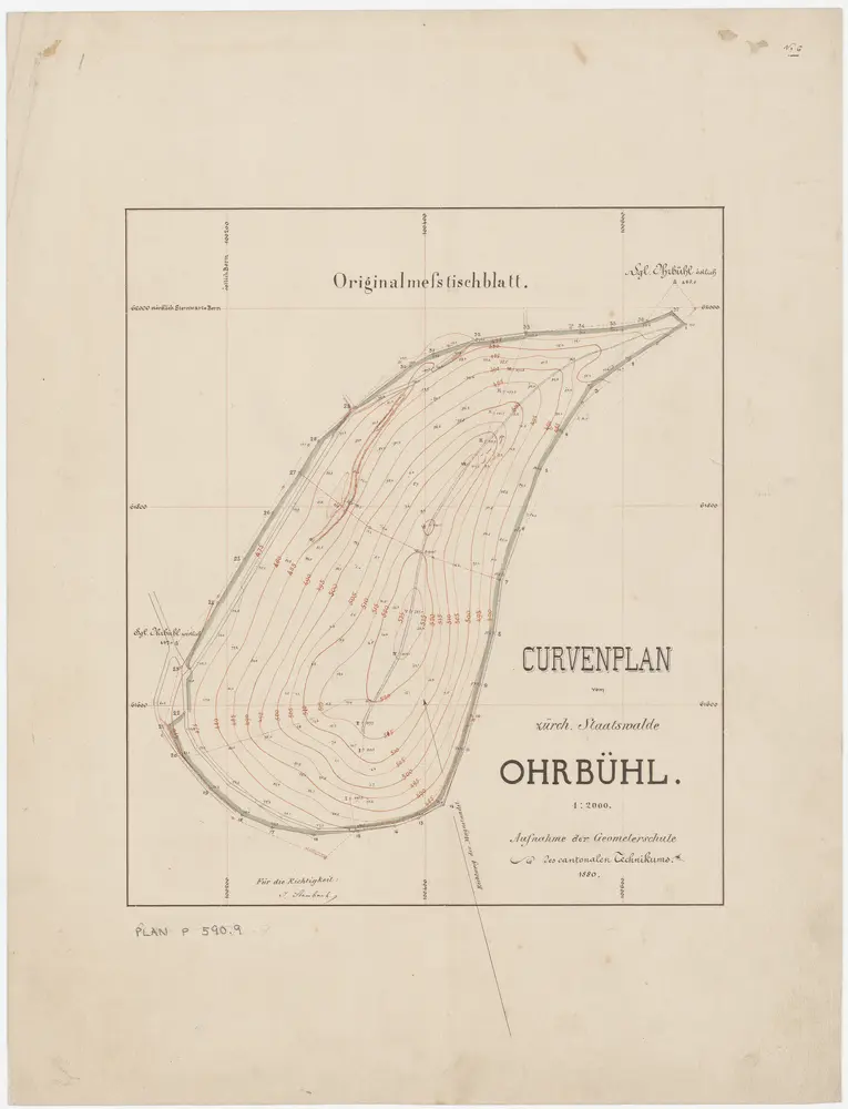 Winterthur, Seen, Oberwinterthur: Staatswaldungen: Oberwinterthur: Orbüel (Ohrbühl); Grundriss (Nr. 6: Kurvenplan)