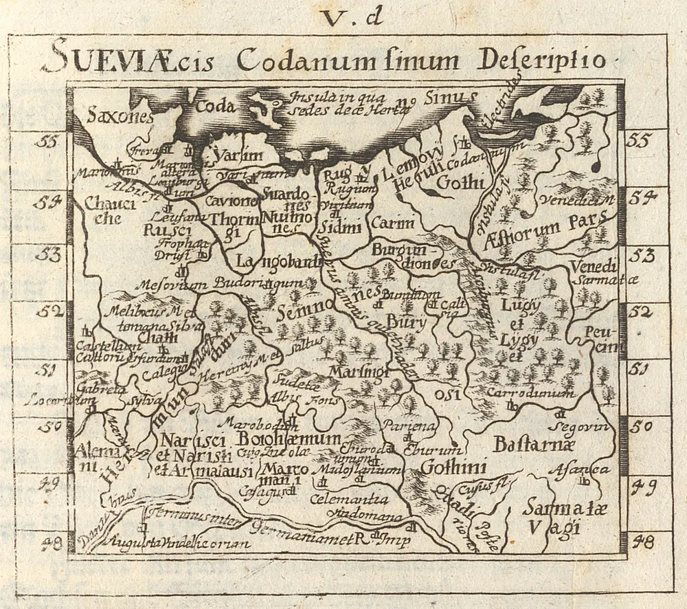 Sueviae cis Codanum sinum Descriptio. [Karte], in: Neu-aussgefertigter Kleiner Atlas, In Zweyen Theilen, S. 352.