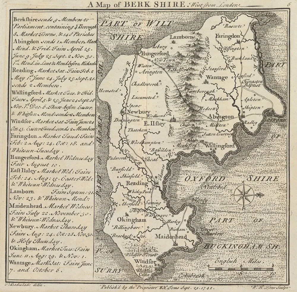 A Map of Berk Shire. West from London [Karte], in: Chorographia Britanniae, or, A new set of maps of all the counties in England and Wales, S. 37.