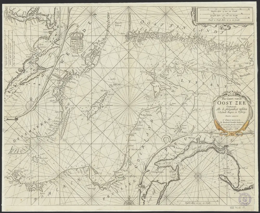 Pas-caart van de Oost-Zee verthoonende alle de ghelegentheyt tusschen 't eylandt Rugen en Wyborg