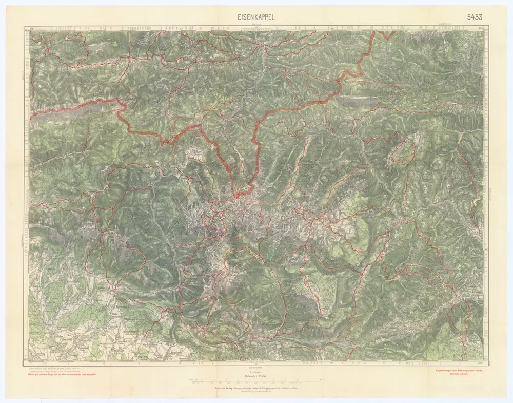 Wanderkarte mit Waldaufdruck und Wegmarkierung