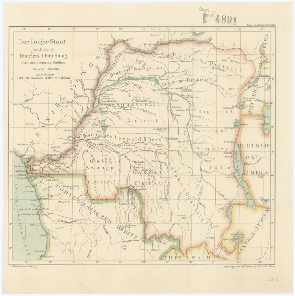 Der Congo-Staat nach seiner Districts-Eintheilung