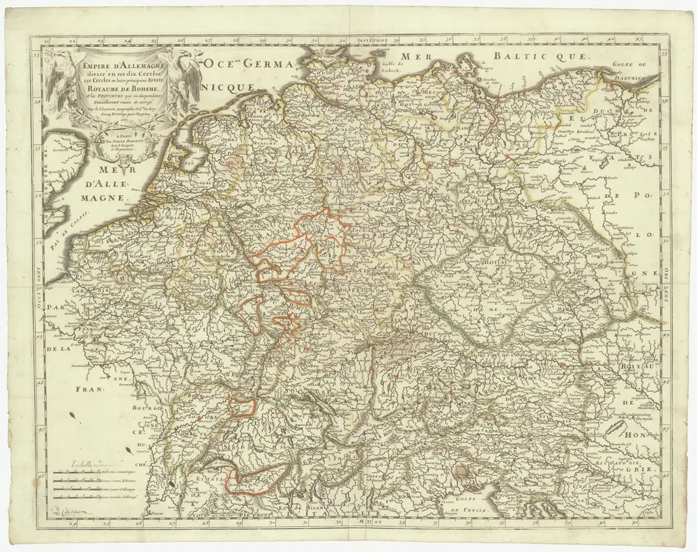 Empire d'Allemagne, divisé en ses dix cercles, ces cercles en leurs principaux estats