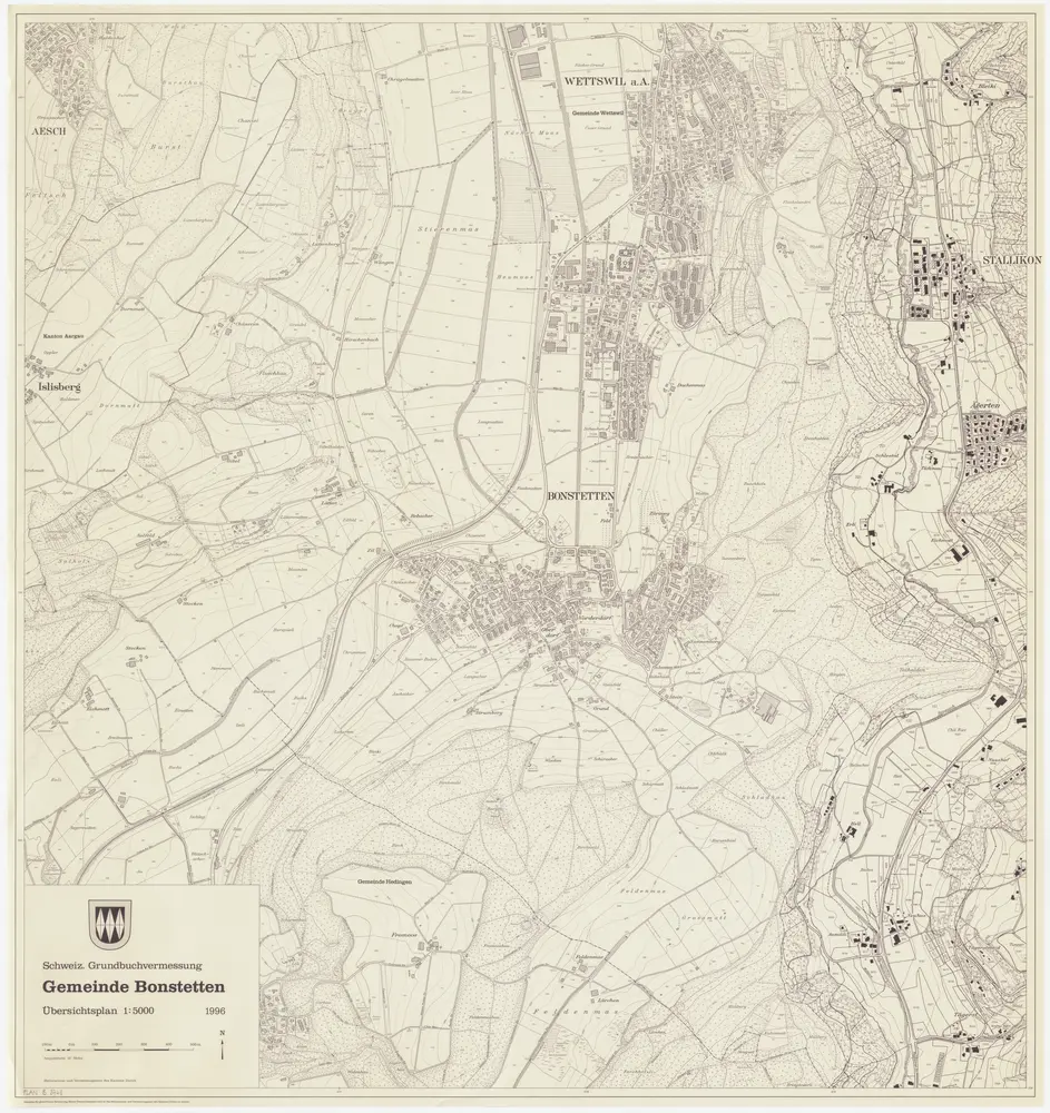 Bonstetten: Gemeinde; Übersichtsplan (Schweizerische Grundbuchvermessung)