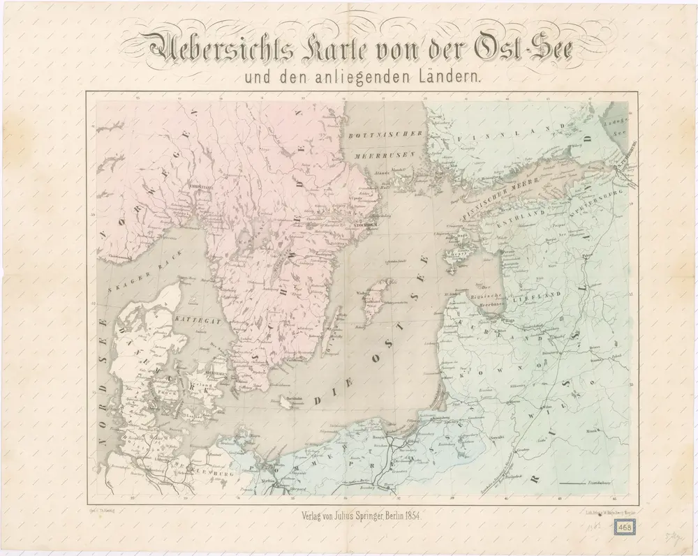 Uebersichtskarte von der Ost - See und den anliegenden Ländern