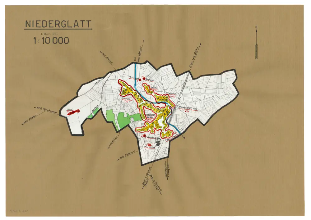 Niederglatt: Definition der Siedlungen für die eidgenössische Volkszählung am 01.12.1950; Siedlungskarte