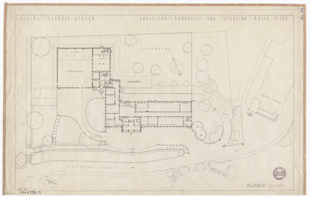 Horgen: Bezirksgebäude: Situationsplan und Grundriss