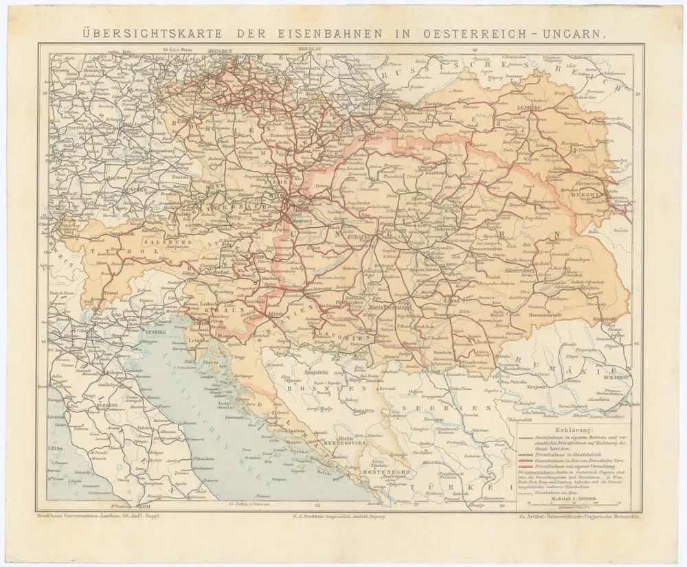 Übersichtskarte der Eisenbahnen in Oesterreich-Ungarn