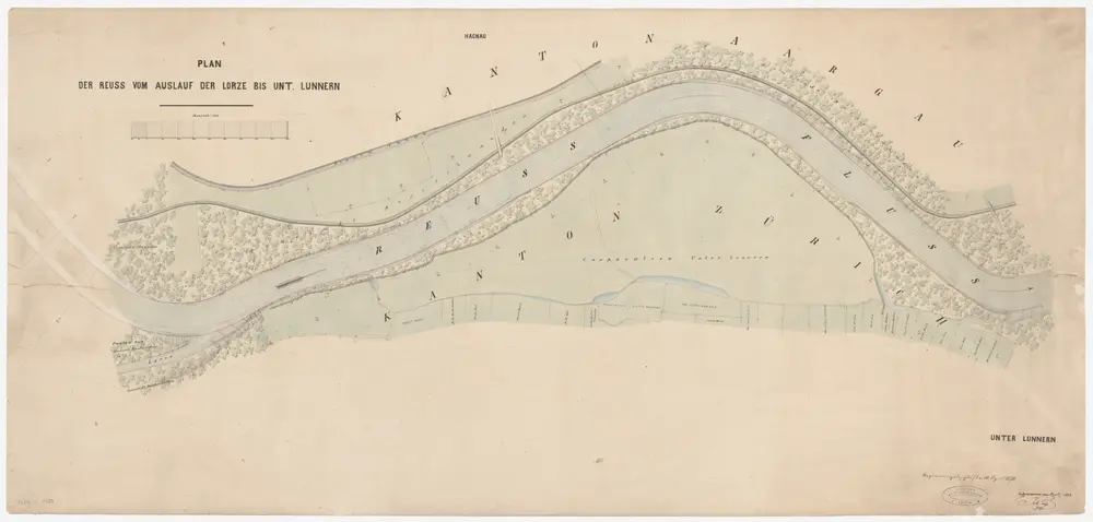 Maschwanden bis Obfelden: Reuss von der Einmündung der Lorze bis Unterlunnern; Situationsplan (Reuss-Gebiet Nr. 15 a)