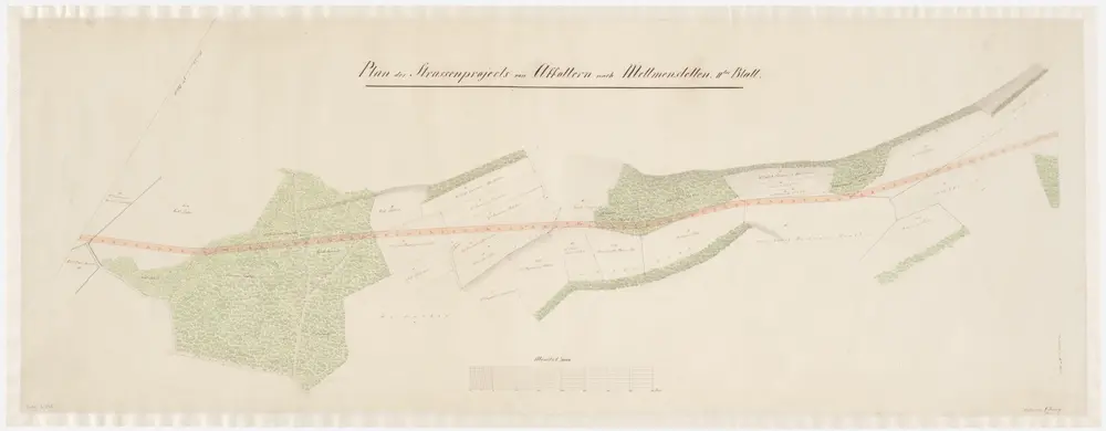 Mettmenstetten: Projektierte Strasse von der Grenze mit Affoltern am Albis durch das Gebiet nordwestlich des Dorfes; Situationsplan (Blatt II)