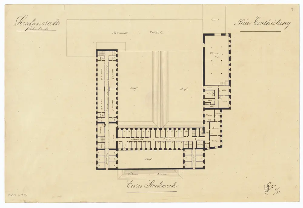 Kantonale Strafanstalt Oetenbach: Projekt einer Neueinteilung; 1. Stock; Grundriss