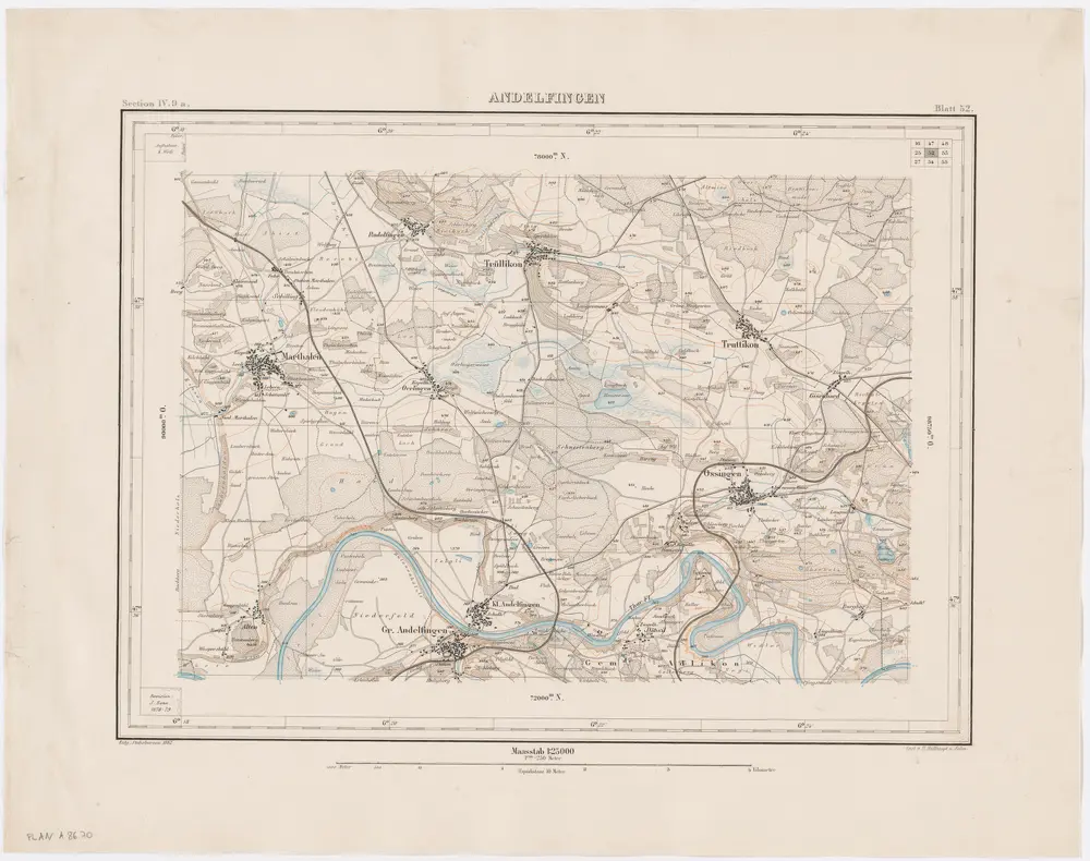 Topographischer Atlas der Schweiz (Siegfried-Karte): Den Kanton Zürich betreffende Blätter: Blatt 52: Andelfingen