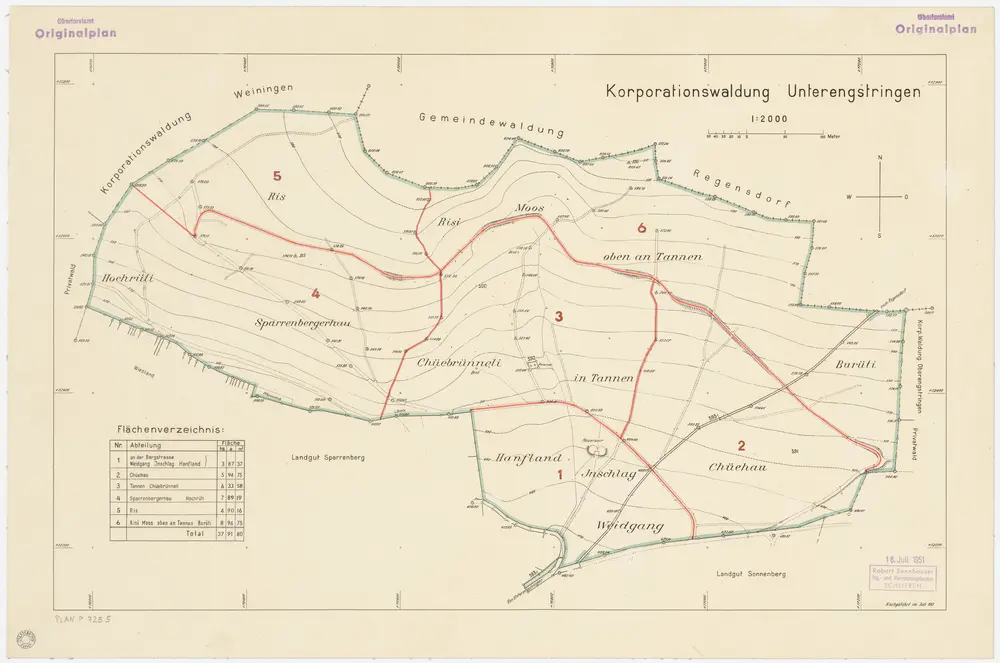 Unterengstringen: Genossenschaftswaldung: Hochrüti, Ris, Sparrenberger Hau (Sparenbergerhau), Chüebrünneli (Kühbrünneli), Haufland (Hanfland), Risi, Moos, Oben an Tannen, Tannen, Ischlag (Inschlag), Weidgang, Burüti, Chüehau (Kühhau); Grundriss