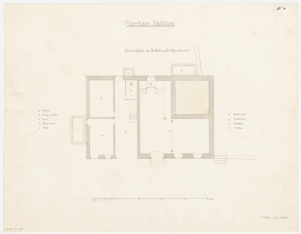 Dällikon: Pfarrhaus, Keller oder Erdgeschoss; Grundriss (Nr. 4)