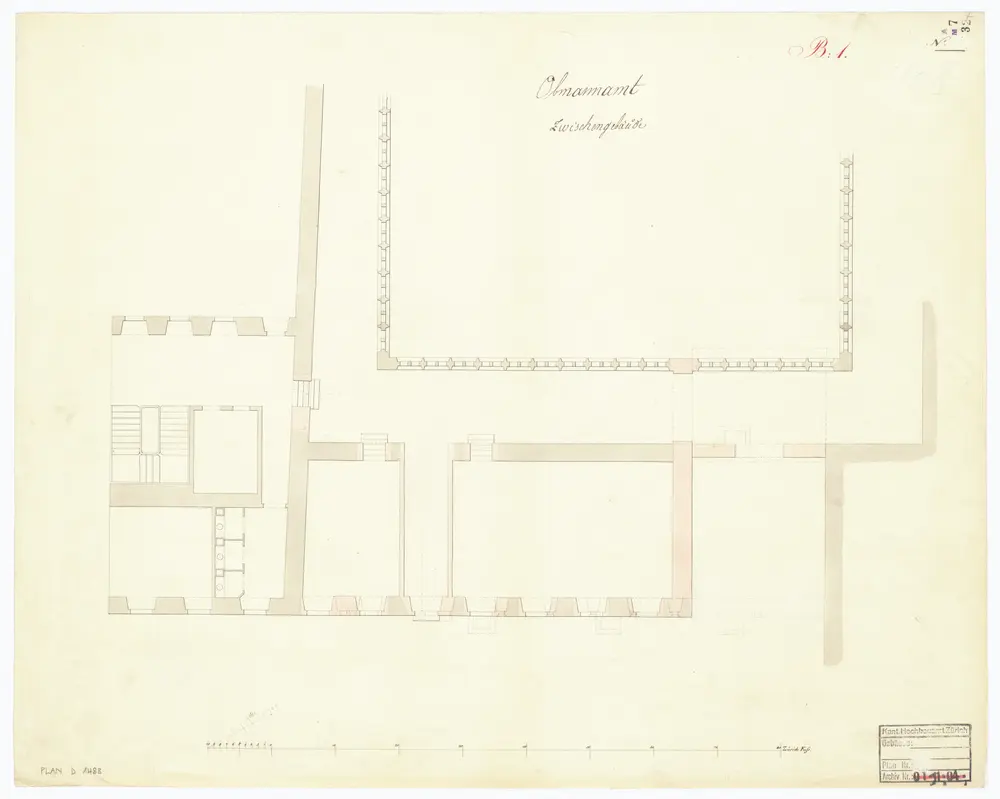 Obmannamt: Zwischengebäude; Grundriss