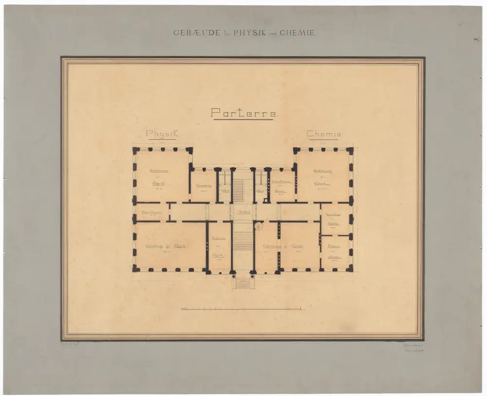 Universität Zürich und Kantonsschule, projektiertes Physik- und Chemiegebäude: Parterre; Grundriss