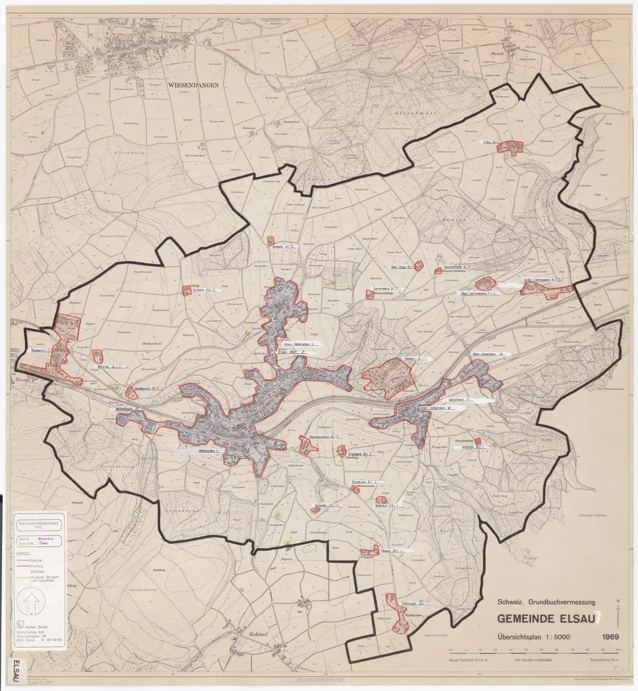 Elsau: Definition der Siedlungen für die eidgenössische Volkszählung am 01.12.1970; Siedlungskarte