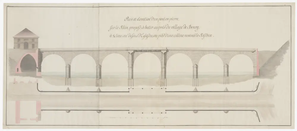 Eglisau: Projektierte Rheinbrücke; Seitenansicht und Grundriss