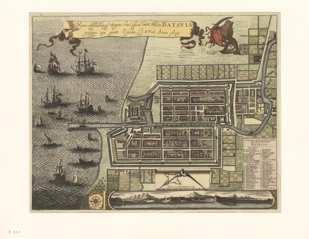 Waere affbeeldinge wegens het casteel ende stadt Batavia gelegen opt groot Eylant Java anno 1652 / [toegeschreven aan Matheus du Chesne]