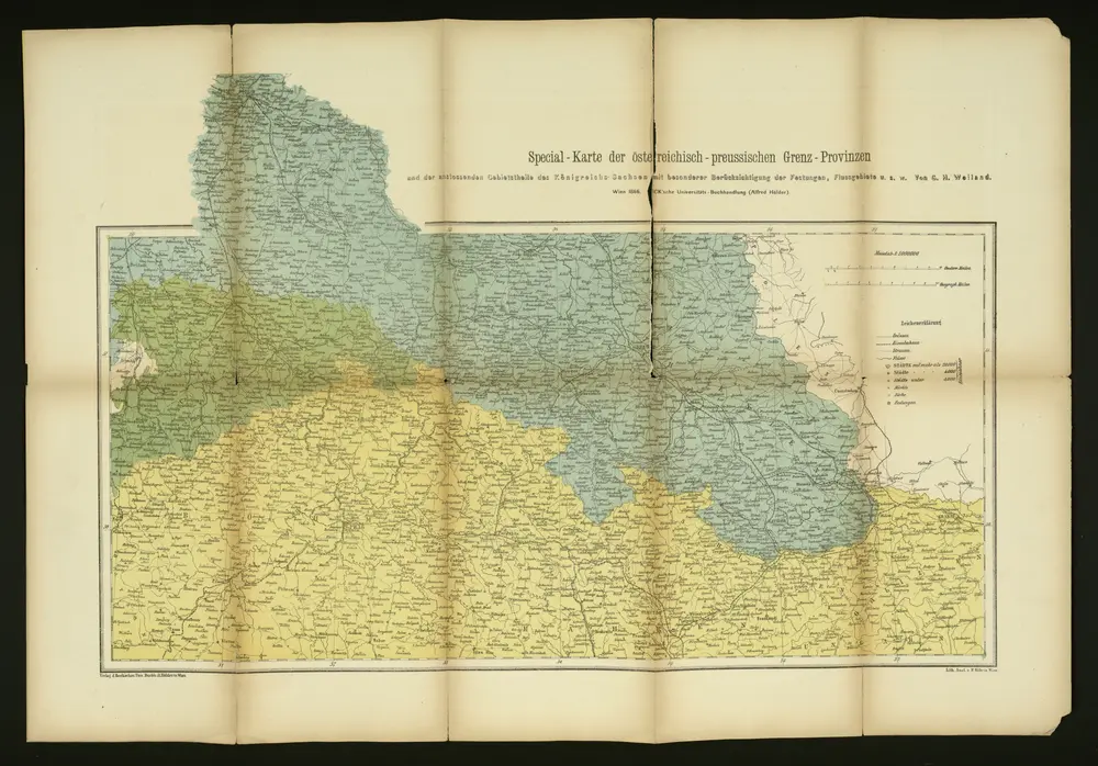 Special-Karte der österreichisch-preussischen Grenz-Provinzen und der anstossenden Gebietstheile des Königreichs Sachsen mit besonderer Berücksichtigung der Festungen, Flussgebiete u.s.w.