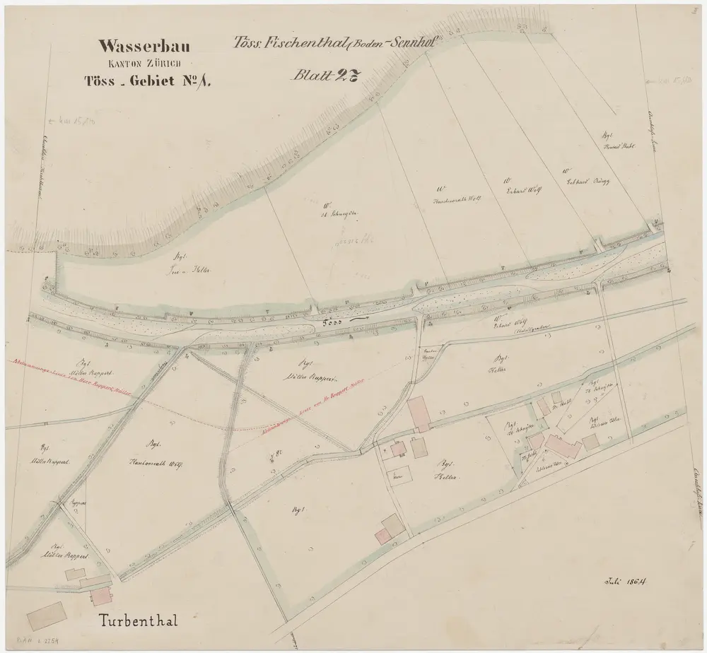 Wildberg, Turbenthal: Töss von oberhalb der Tösswiese bis Hutzikon; Situationsplan (Töss-Gebiet Nr. 1, Blatt 27)