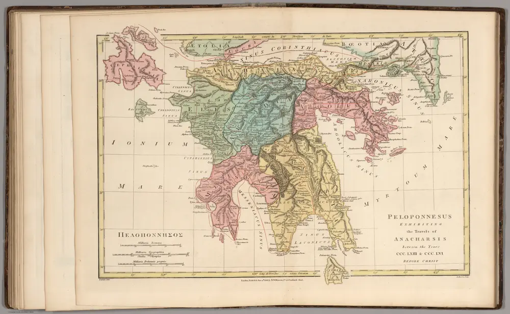 Peloponnesus Exhibiting the Travels of Anacharsis between the Years 363 BC - 356 BC.