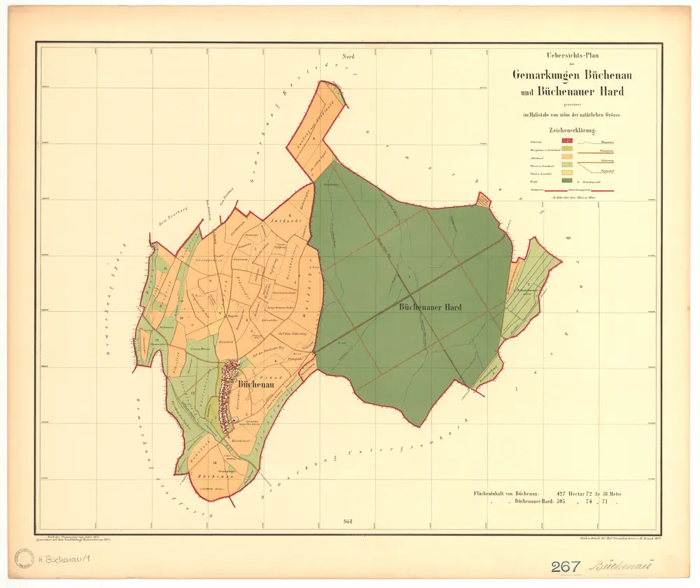 Büchenau, Stadt Bruchsal, KA mit Büchenauer Hard. GLAK H-1 Gemarkungspläne