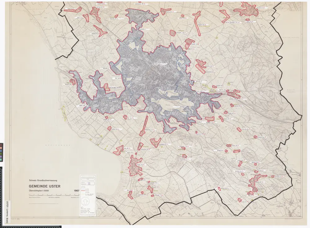 Uster: Definition der Siedlungen für die eidgenössische Volkszählung am 01.12.1970; Siedlungskarte: Teilkarte 2: Südlicher Teil
