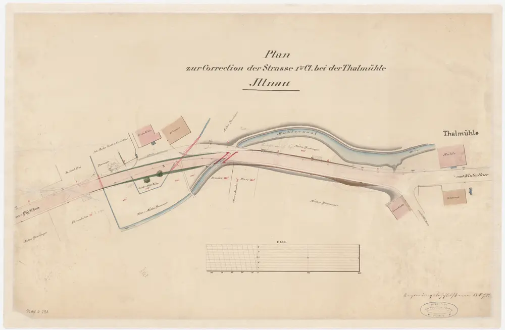 Illnau-Effretikon (damals Illnau): Korrektion der Kemptthalstrasse bei der Thalmühle; Situationsplan