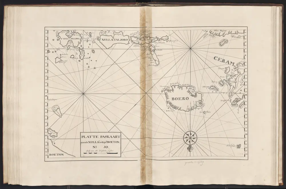 Platte paskaart van de Xulla en en't eyl(an)t Boeton