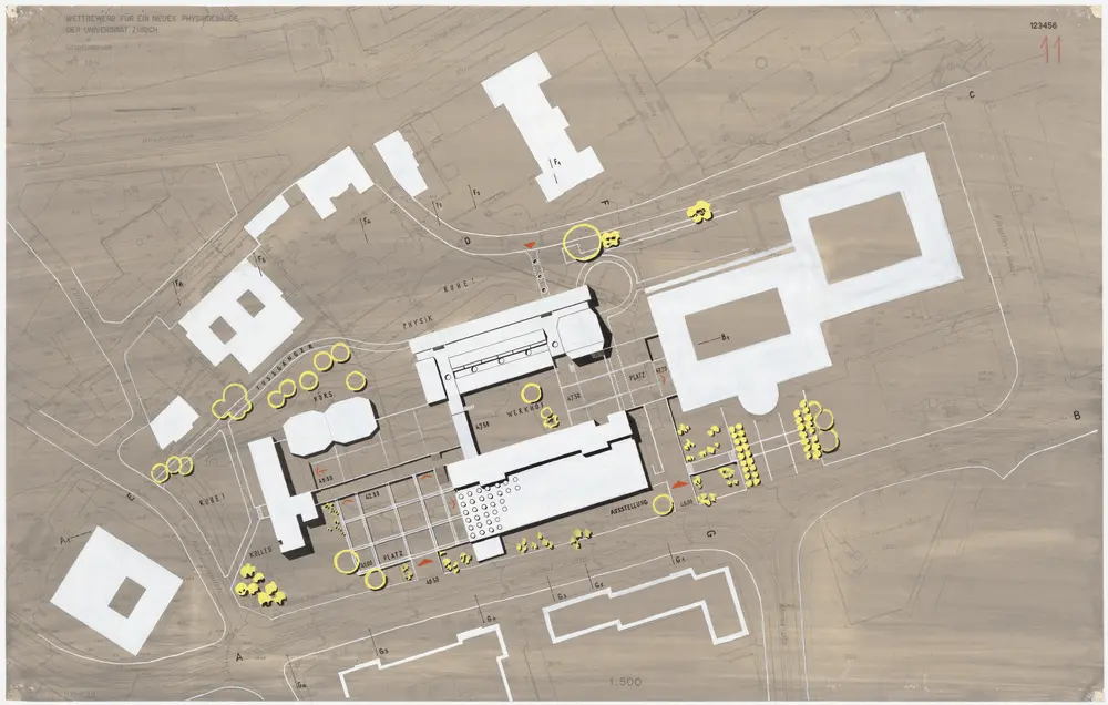 Zürich: Physikgebäude der Universität; Projekt 123456; Situationsplan