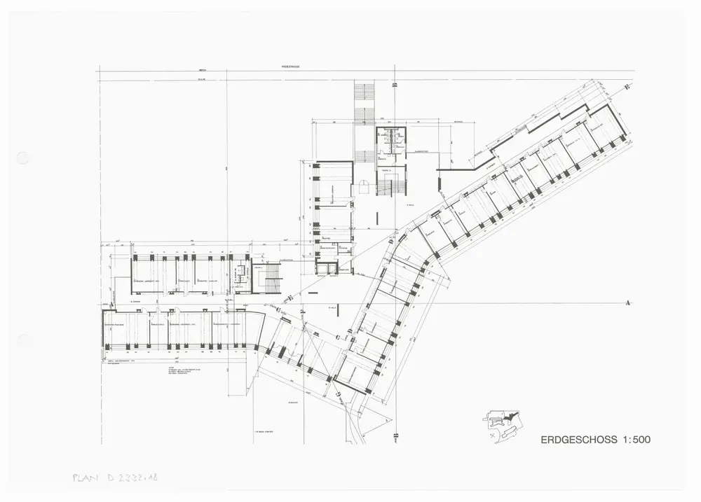 Kantonsschule Rämibühl: Ansichten, Grundrisse und Schnitte: Gymnasien: Erdgeschoss; Grundriss