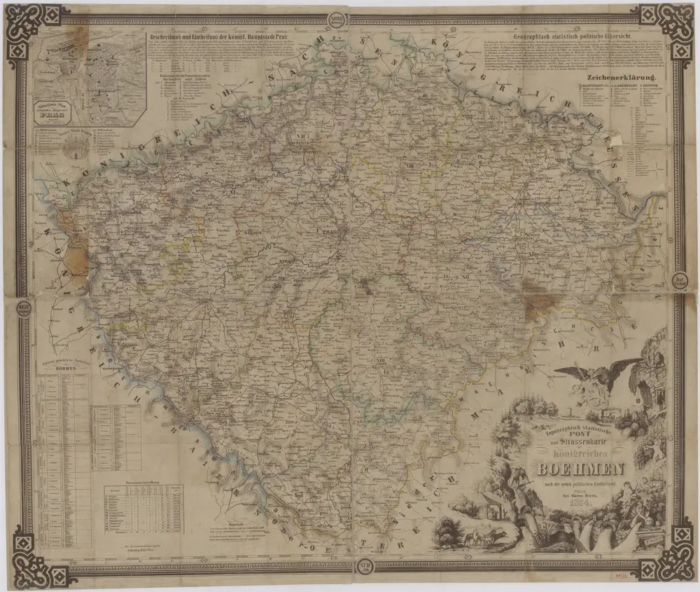 Topographisch-statistische Post und Strassenkarte des Königreiches Boehmen nach der neuen politischen Eintheilung