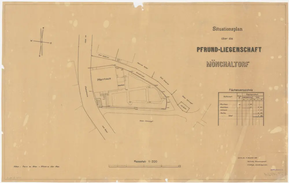 Mönchaltorf: Pfrundliegenschaft mit Pfarrhaus und Umgebung; Grundriss