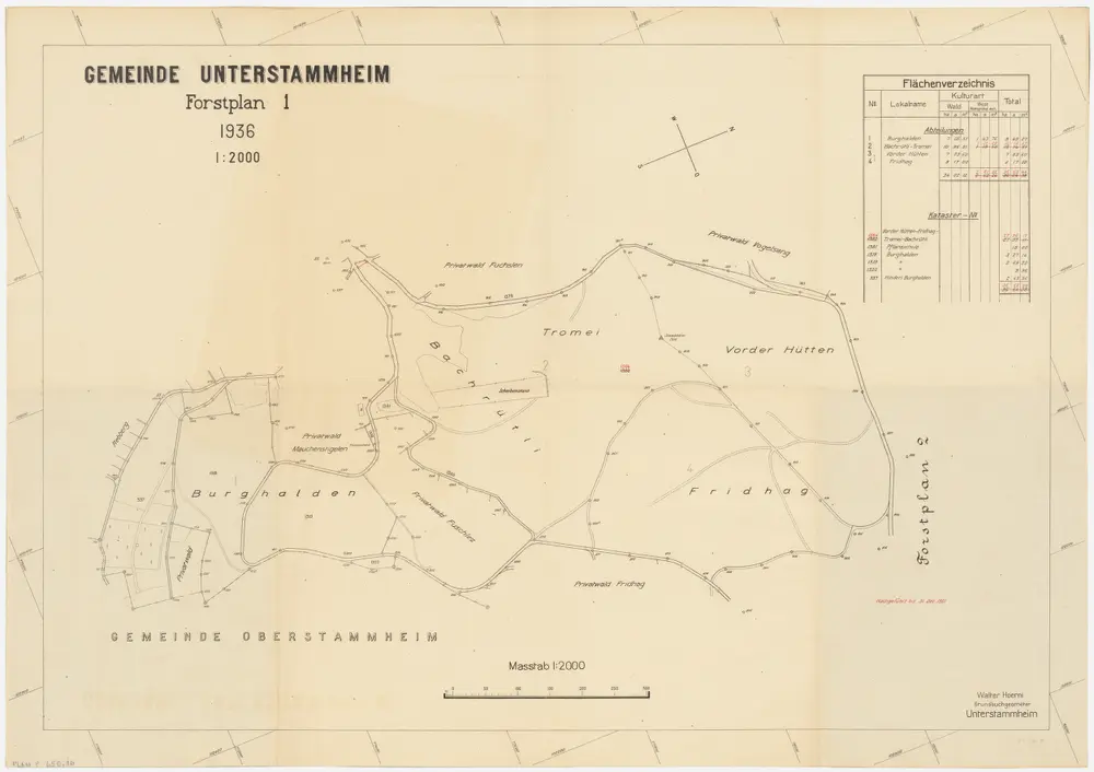 Unterstammheim: Gemeindewaldung: Gemeindewaldungen; Übersichtsplan (Forstplan 1)