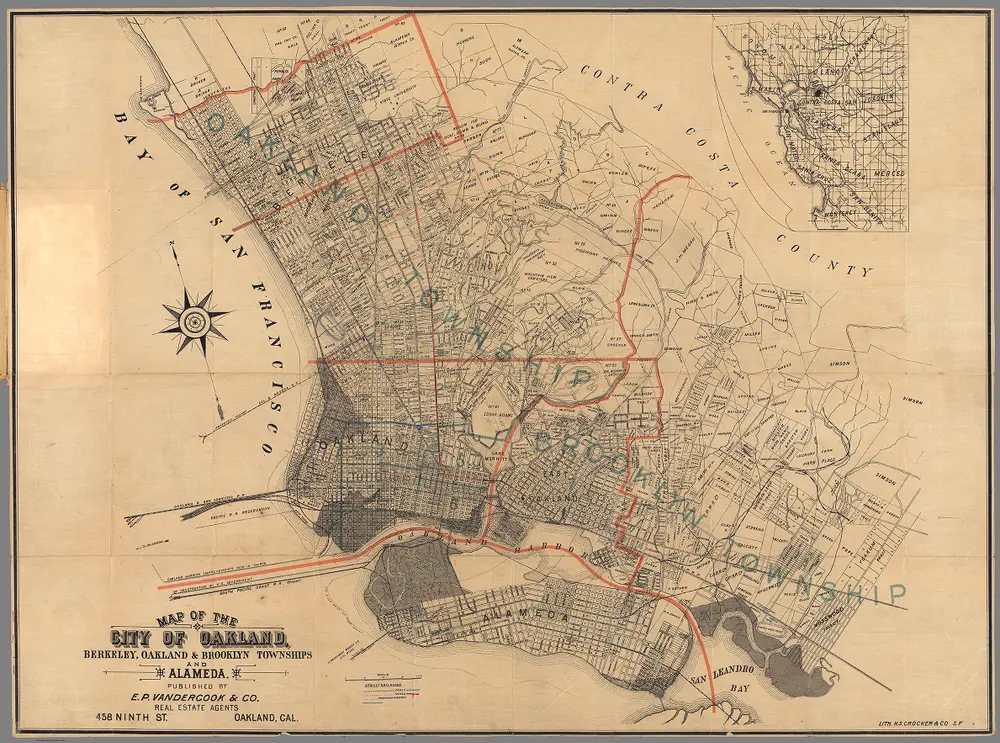 Map of the City of Oakland, Berkeley, Oakland & Brooklyn Townships and Alameda