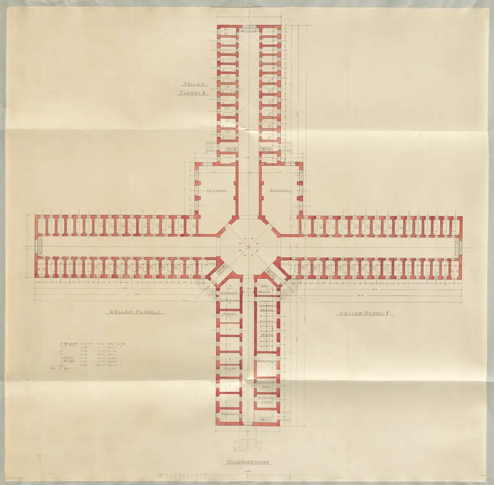 Regensdorf: Projektierte Strafanstalt, Keller; Grundriss