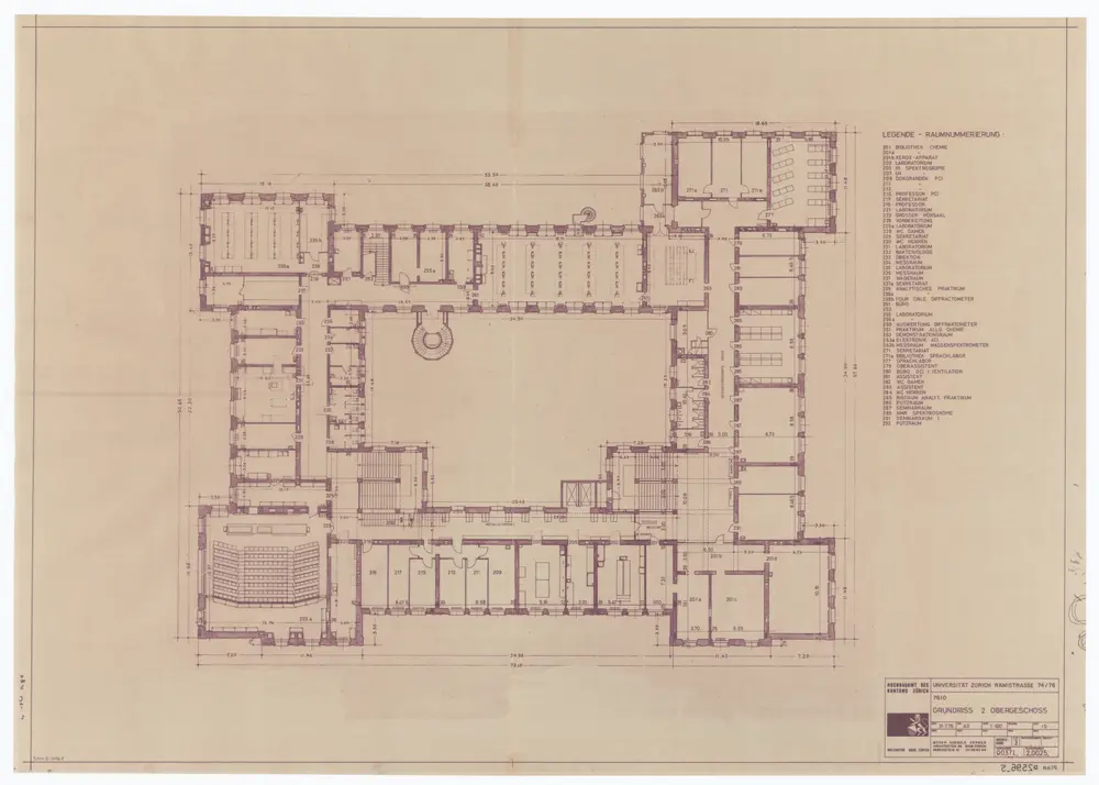 Universität Zürich (Chemisches Institut) und Kantonsschule Zürich, Rämistrasse 74 und 76: Grundrisse: 2. Obergeschoss; Grundriss