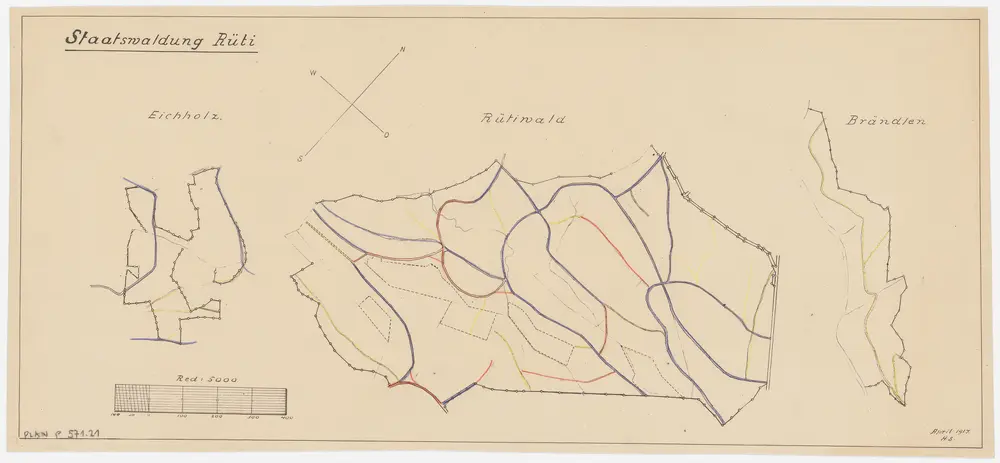 Rüti, Dürnten, Bubikon: Staatswaldung: Dürnten, Rüti: Eichholz, Rütiwald, Brändlen; Grundrisse