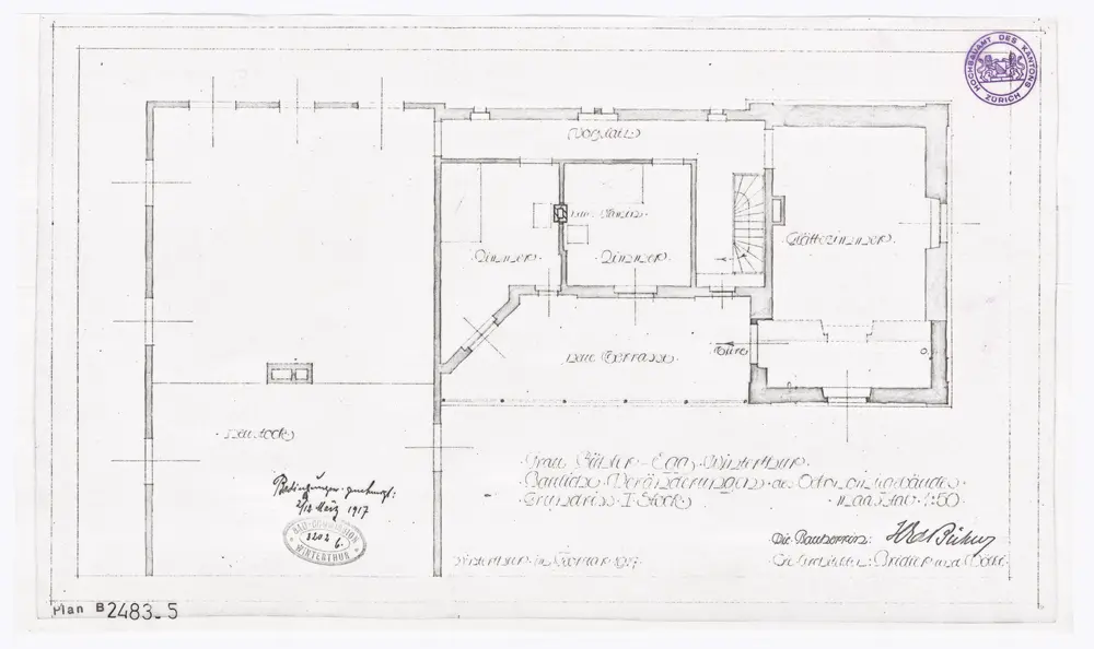 Winterthur: Villa Bühler-Egg, Ökonomiegebäude, Trollstrasse 19: Umbau; 1. Stock; Grundriss