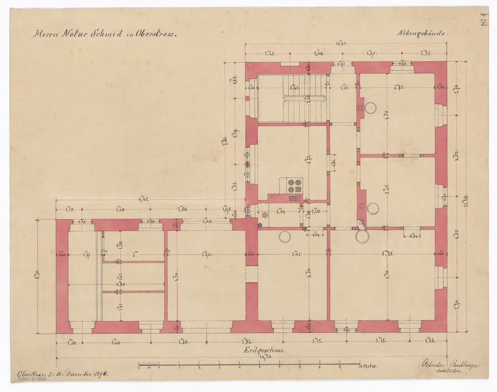 Nebengebäude von Herrn Schmid, Notar, Haldenbachstrasse 14: Erdgeschoss; Grundriss