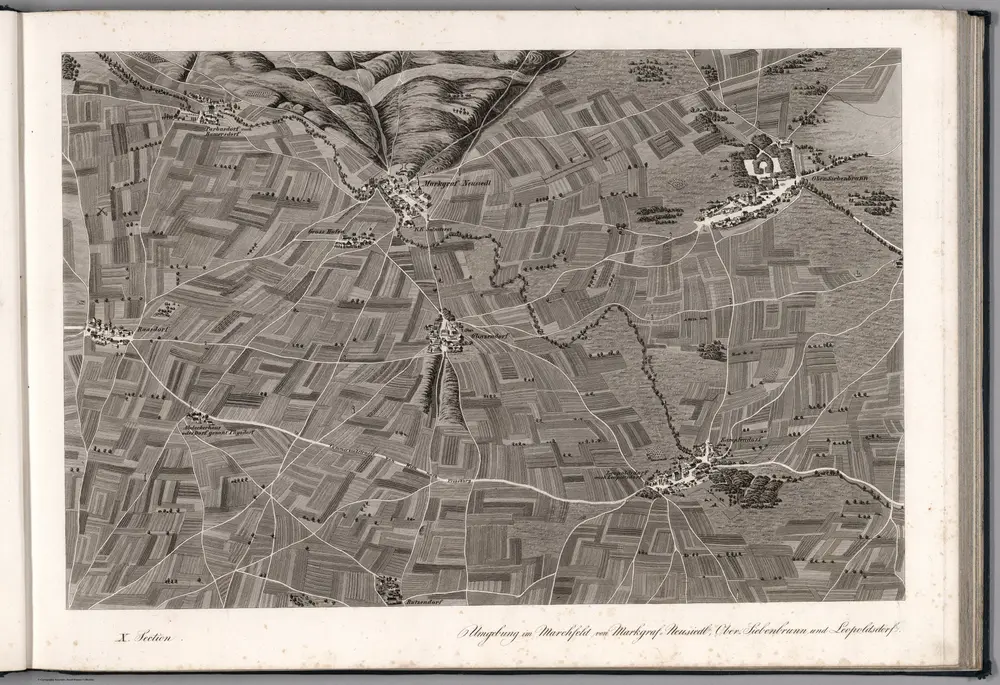 X Section.  Umgebung von Marchfeld von Markgraf-Neusiedl, Ober Siebenbrunn und Leopoldsdorf.