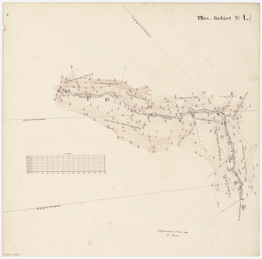 Zell: Krebsbach und Gartentobelbach bis unterhalb der Einmündung in den Zellerbach; Situationsplan (Töss-Gebiet Nr. 1 f)