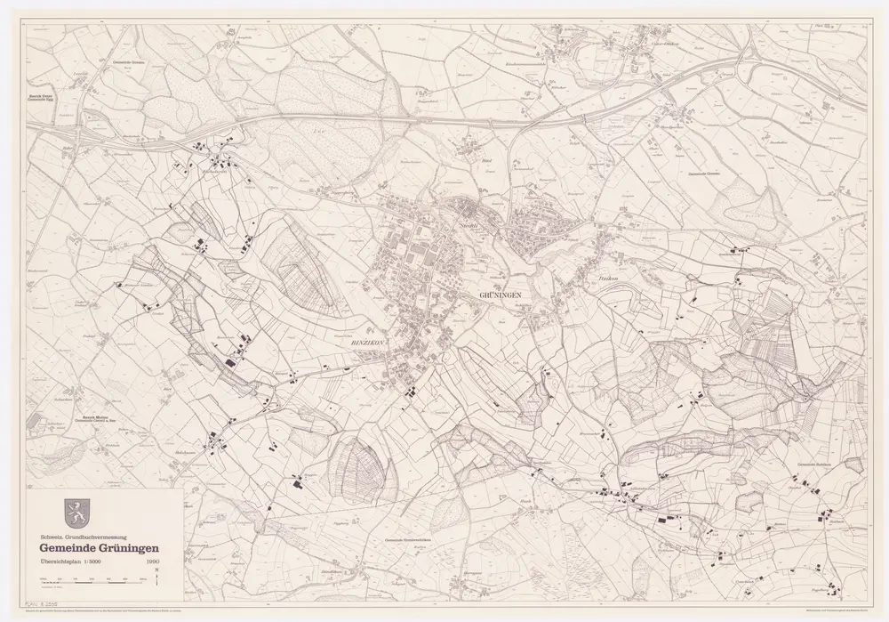 Grüningen: Gemeinde; Übersichtsplan (Schweizerische Grundbuchvermessung)
