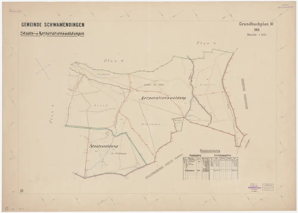 Schwamendingen: Staats- und Genossenschaftswaldungen: Staats- und Genossenschaftswaldungen Steinbruch, Brand, Am Zürichbergweg, Zwischenbächen (Zwischen den Bächen), Weibelacher, Himmeri; Grundriss