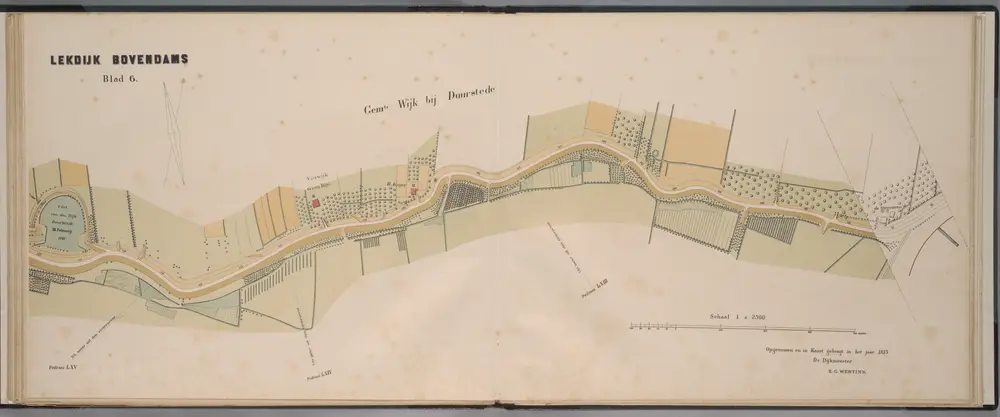 Blad 6, uit: Kaart  van den Lekdijk Bovendams : in bladen / opgemeten en in kaart gebragt in de jaren 1874, 1875 en 1876 door E. G. Wentink ; onder toezicht van den Kameraar van den Lekdijk Bovendams J. P. Havelaar ; schaal van 1:2.500