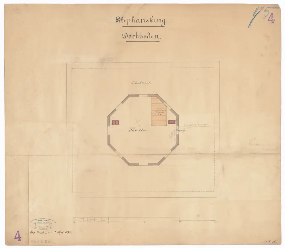 Irrenanstalt Burghölzli, Stephansburg: Dachboden; Grundriss