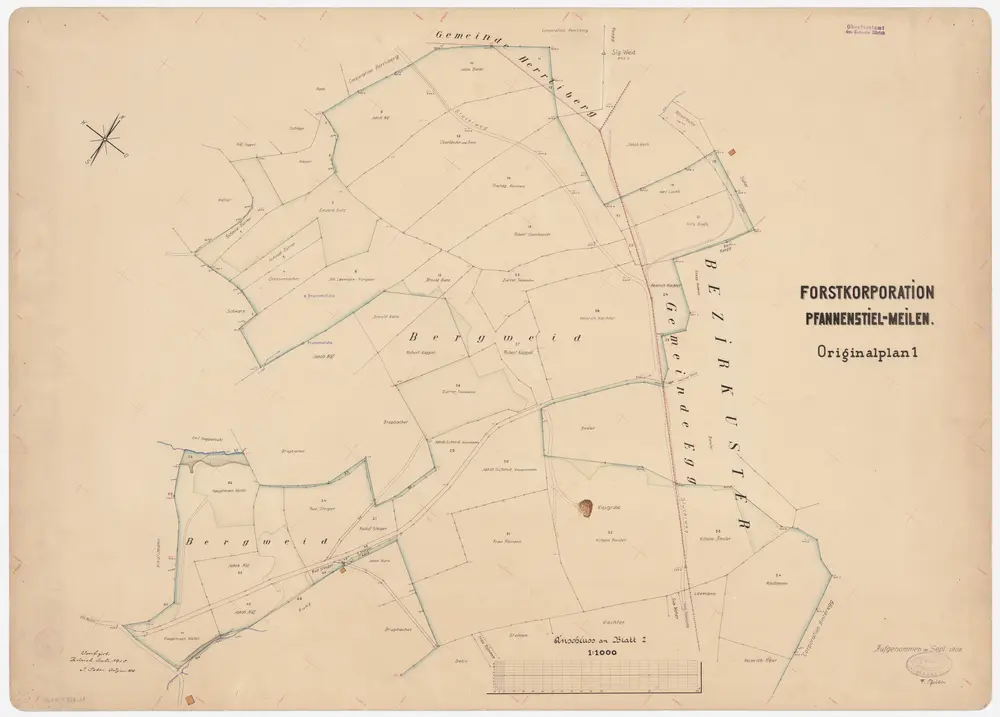 Meilen, Egg: Genossenschaftswaldung Pfannenstiel: Bergweid; Grundriss (Originalplan 1)