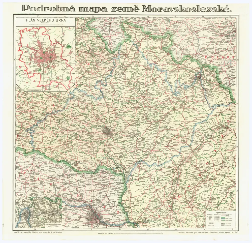 Podrobná mapa země Moravskoslezské