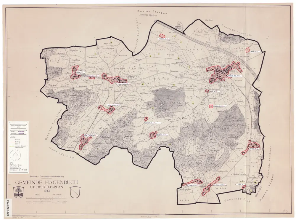 Hagenbuch: Definition der Siedlungen für die eidgenössische Volkszählung am 01.12.1970; Siedlungskarte